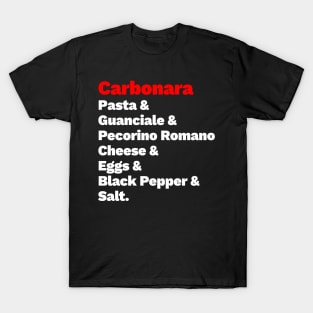 Carbonara Ingredients white T-Shirt